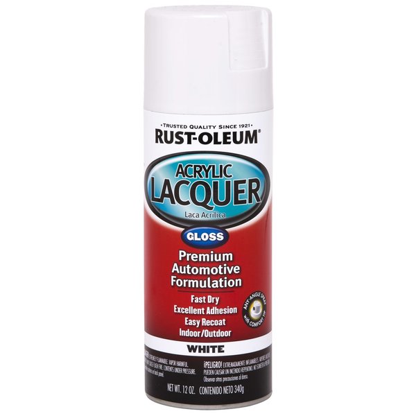 Rust-Oleum Automotive Lacquer Gloss White Acrylic Lacquer Spray Paint 12 oz 253364
